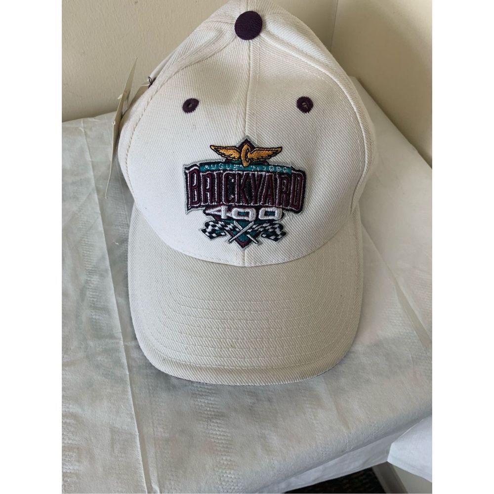 Vintage Brickyard 400 NASCAR Logo Mens SnapBack Cap Hat Adjustable Racing Flags